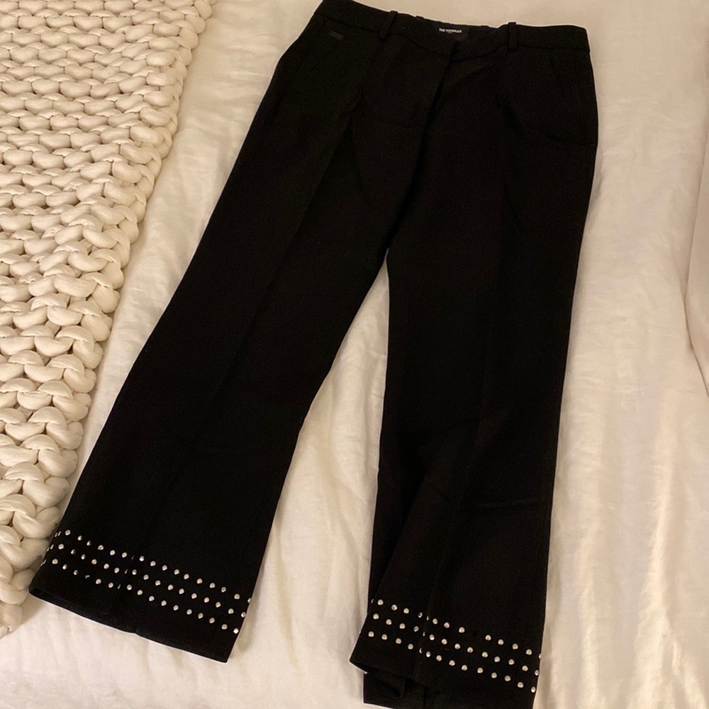 Kooples Straight Leg Wool Pants With Studs